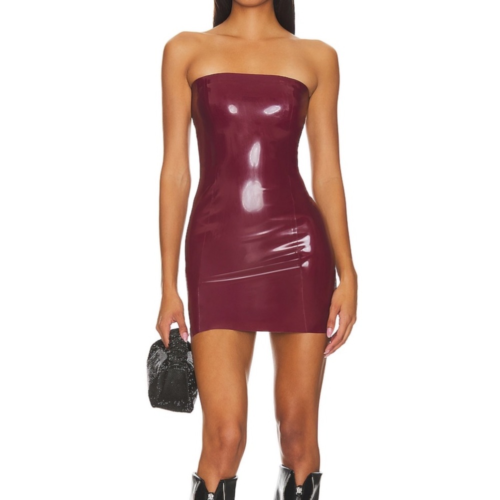 NBD Kumari Latex Mini Dress in Plum!
